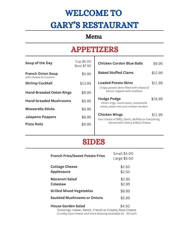 Gary's Restaurant Menu image 4